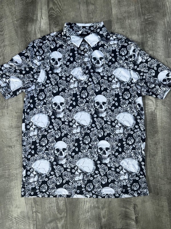 CHASE 54 MENS COOL TECH POLO PERFORMANCE SKULL STYLE BLACK&WHITE SIZE MEDIUM NWT gallery