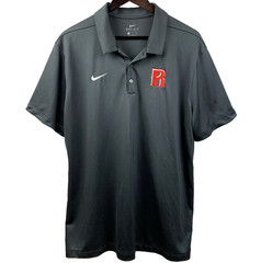 NIKE Dri-Fit Golf Shirt Mens Size Extra Large Dark Gray Red embroidered ‘R’ logo