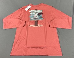 Southern Tide Tee T-Shirt LS Sign To Sail Print Medium Coral NWT MSRP $52