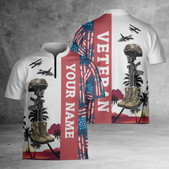 Honoring All Who Served Veteran Zipped Blowing Jersey Custom Name Polo Shirt