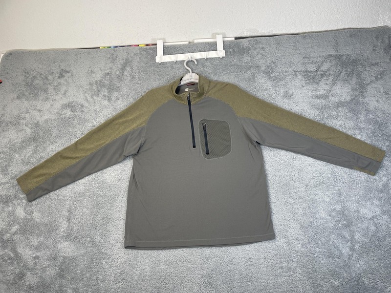 GAP Pullover Mens Large Gray Green Quarter Zip Athletic Fit Nylon Pocket Tech gallery