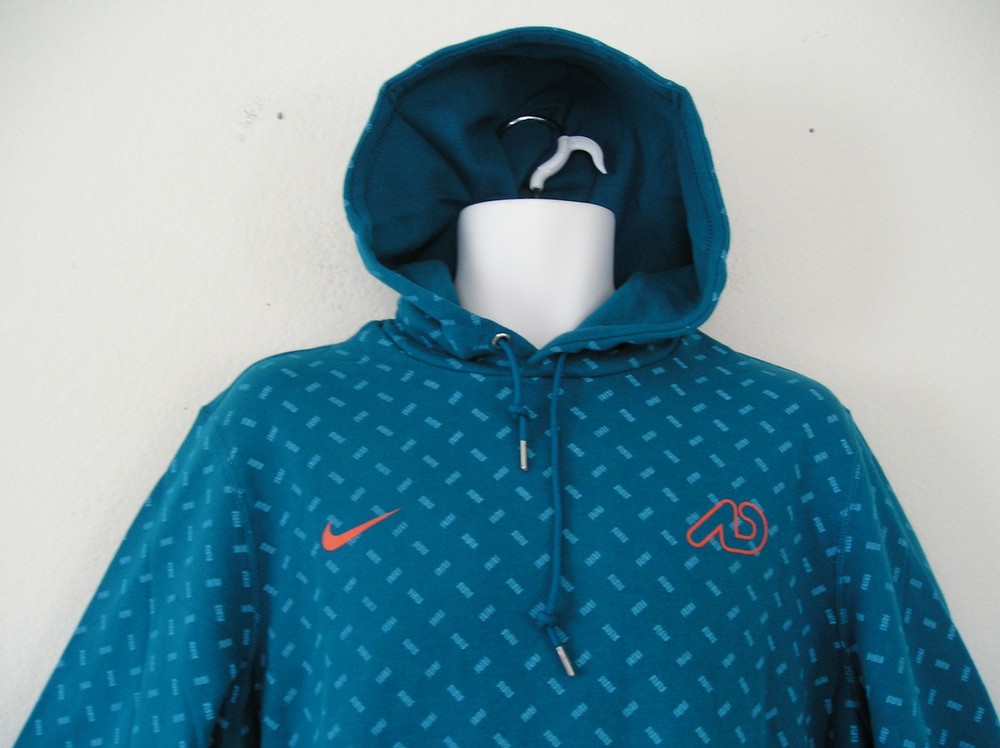 nwt~Nike ALLOVER PRINTED HYBRID Hoody Sweat Shirt 100%COTTON Fleece Top~Men sz L