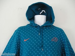 nwt~Nike ALLOVER PRINTED HYBRID Hoody Sweat Shirt 100%COTTON Fleece Top~Men sz L