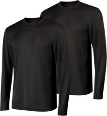 Men’s Hanes Cool DRI Performance Long Sleeve Tee Black Sizes S-3XL 2 PK