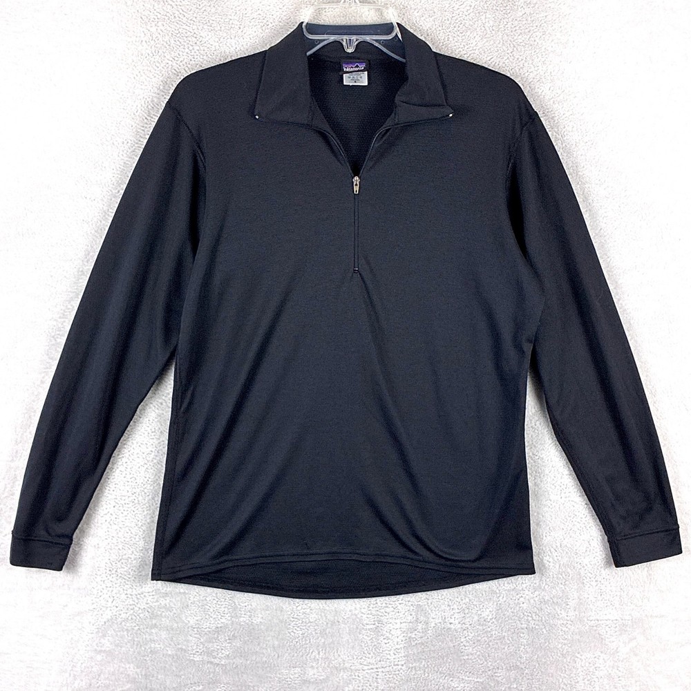 VTG Patagonia Capilene Shirt Mens S Black 1/4 Zip Baselayer Outdoors 90s USA