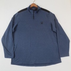 Spyder Active 1/4 Zip Pullover Shirt Mens Large Dust Navy Heather Gym Training