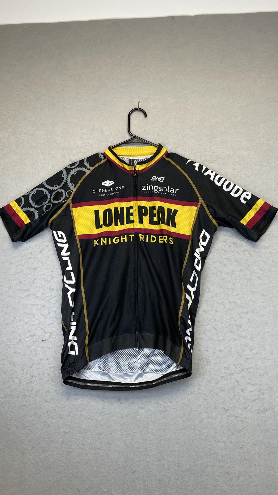 DNA Cycling Lone Peak Knight Riders Cycling Jersey Mens Medium Full Zip Black gallery