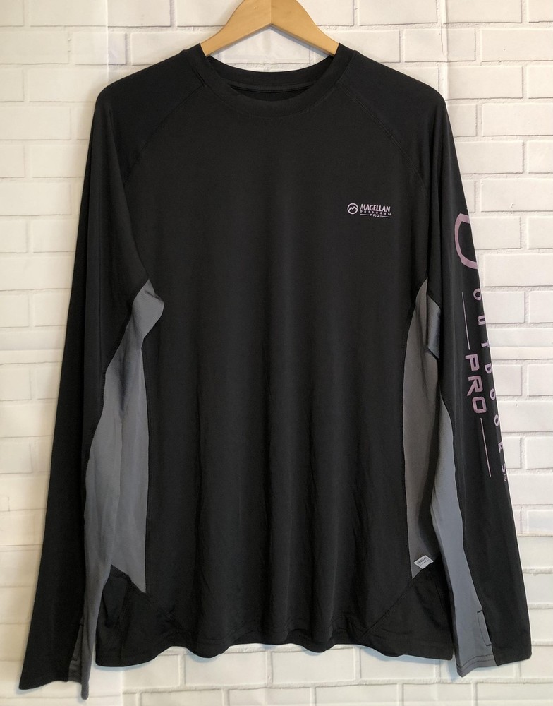 Magellan Outdoors Pro Black Shirt Mens Large Fish Fishing Bassmaster Camera Crew