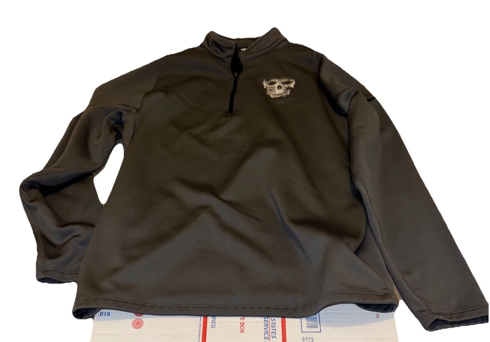 Nike Dri-Fit Quarter Zip Pullover Mens L Gray Fleece Sweatshirt Skull gallery