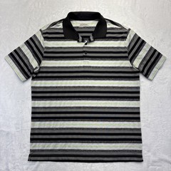 Nike Golf Tour Performance Dri-FIT Polo Mens L Black Gray Stripe Neon Green