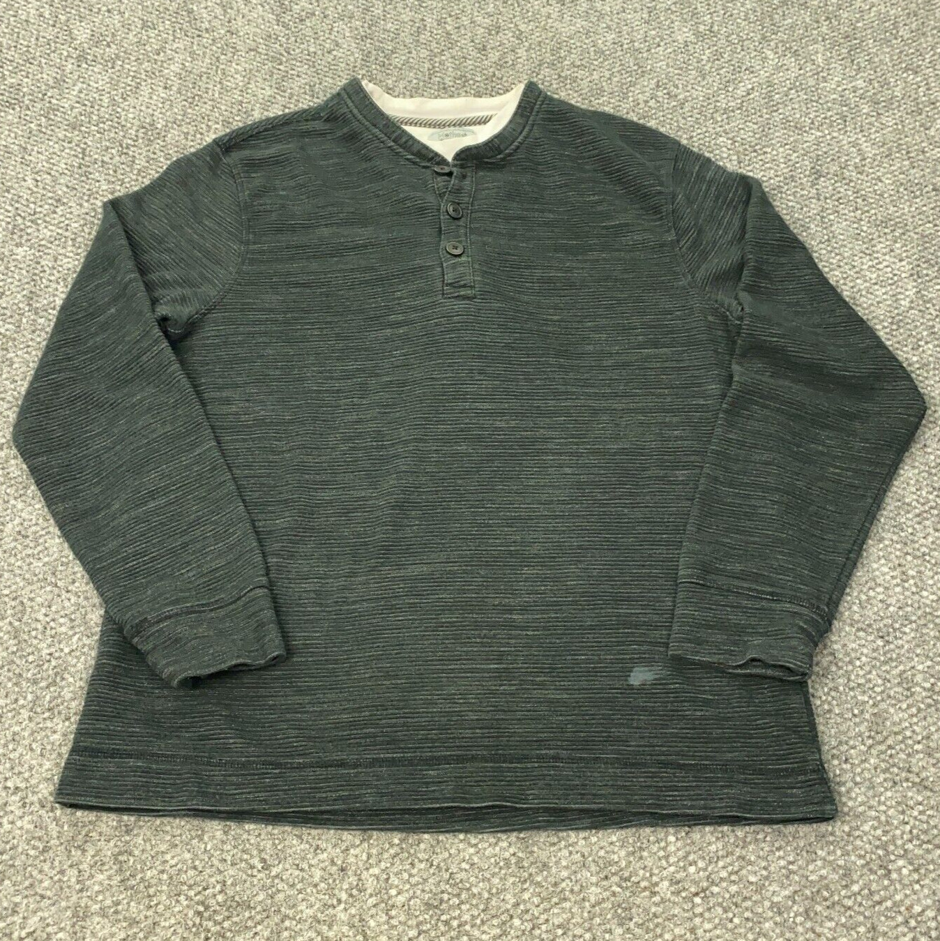 Method Henley Shirt Mens Large Gray Long Sleeve Ribbed Faux Layered gallery