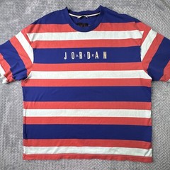 Nike Air Jordan Men’s XL Sport DNA HBR Striped Heavyweight Shirt CK9571-455 Y2K