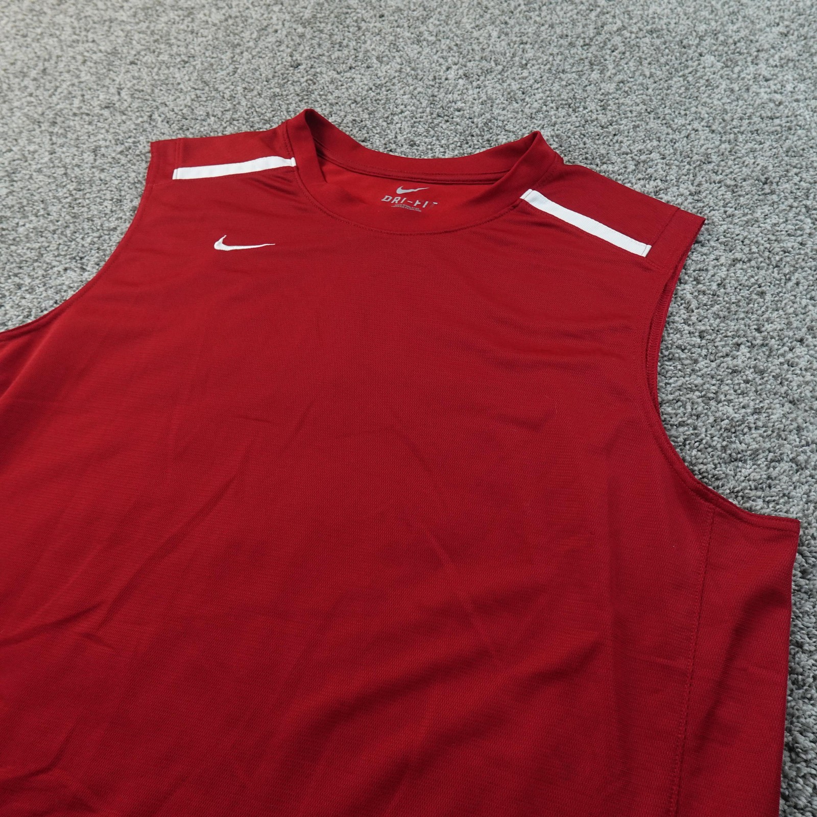Nike Tank Top Mens 2XL Red Dri FIT Sleeveless Jersey Shirt Basketball Gym Swoosh gallery