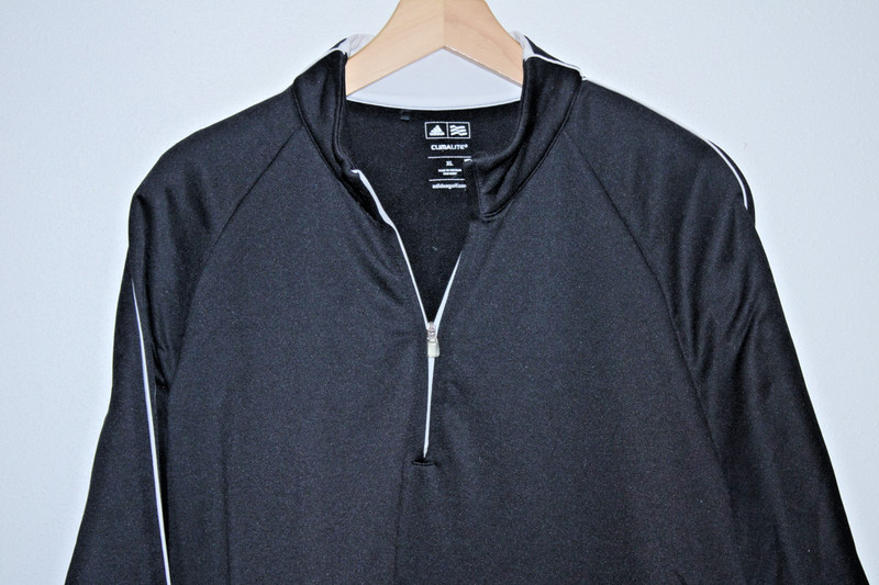 Adidas Climalite Men's 1/4 Zip Pullover XL 48" Chest 30" T2B Black Mock Neck gallery