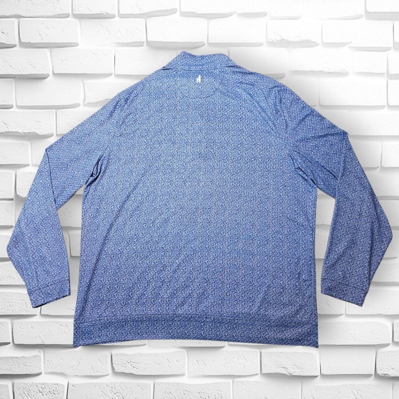 Johnnie-O Alder PREP-FORMANCE 1/4 Zip Golf Pullover Mens XL Lake Blue Wave Print gallery