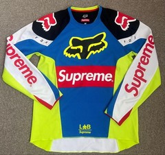 Supreme x Fox Racing Moto Jersey Top SS18 White Yellow Multicolor Men M