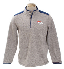 NFL Team Apparel Men’s L Denver Broncos Gray 1/4 Button Sweater Fleece Pullover