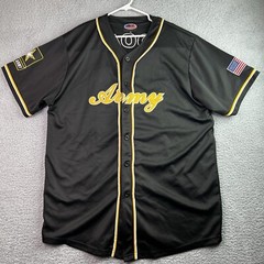 JWM Wholesale Inc US Army Baseball Jersey Hooah Flag Patch Black Yellow XL