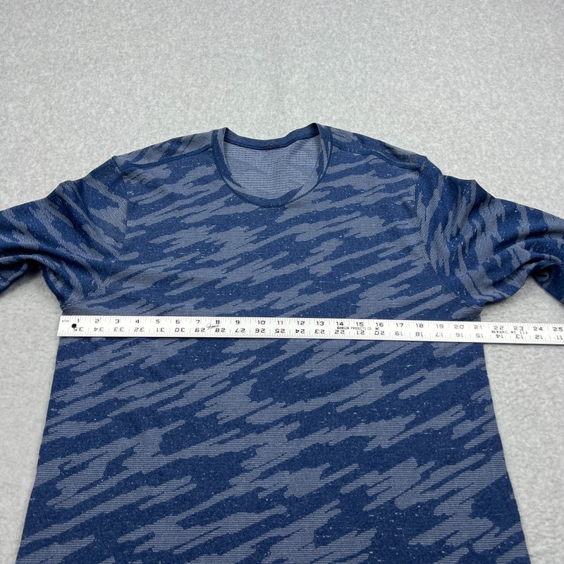 Lululemon Metal Vent Breathe Shirt Mens XL Blue Camo Mesh Performance Gym M3COPS gallery