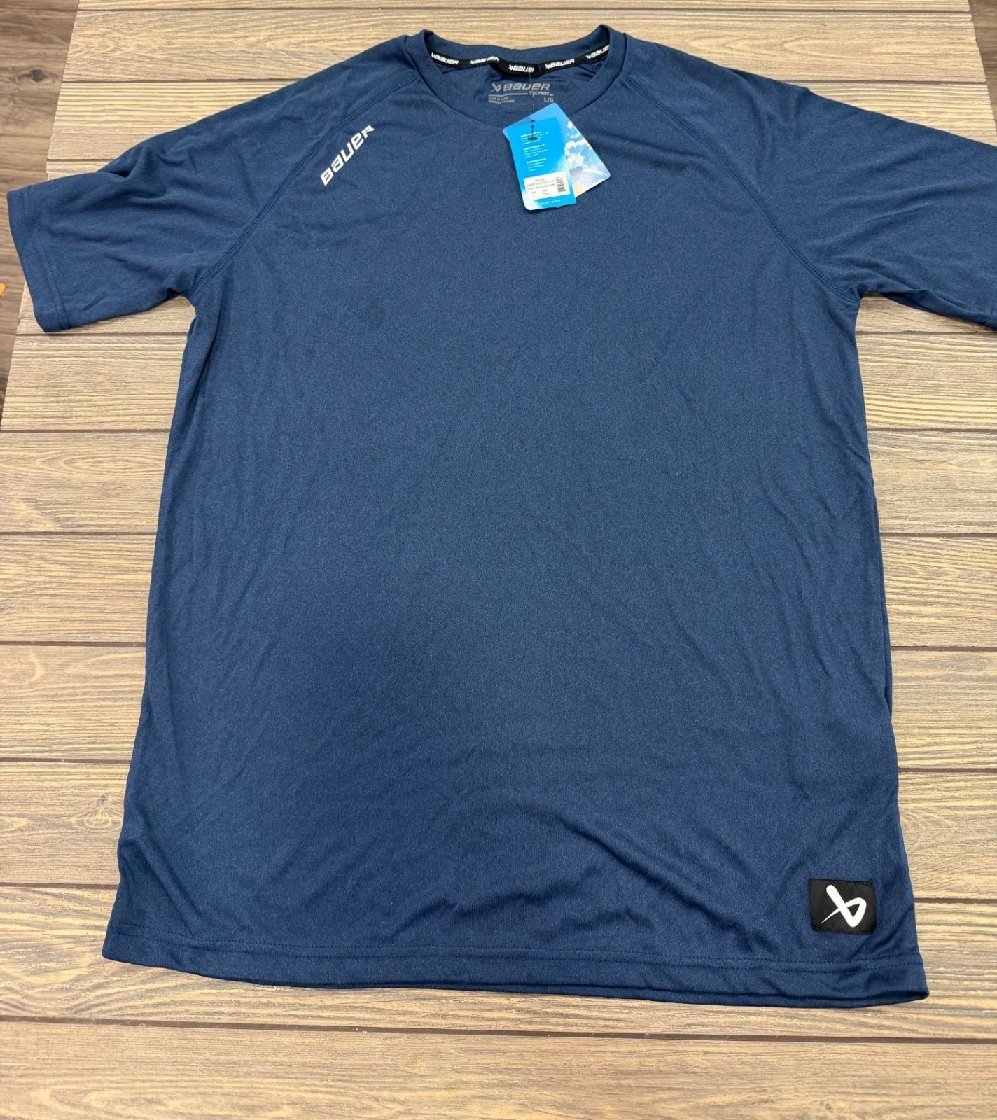 Bauer Team Mens Large Navy Short Sleeve Tech T-Shirt 100% Polyester gallery