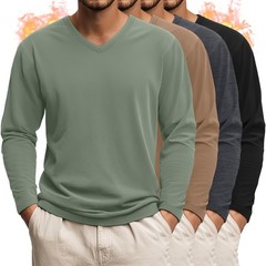 4 Pack Men’s Big and Tall Thermal Shirts Fleece V Neck Long Sleeve Underwear …