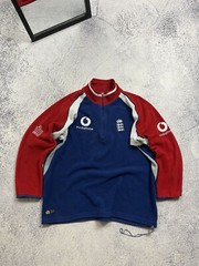 Admiral England Cricket 1/4 Zip Jacket Sweatshirt Blue Red Fleece 200’s Size L