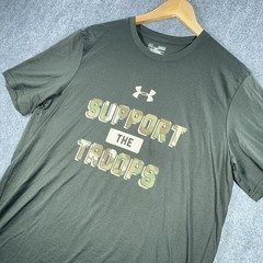 Under Armour Shirt Mens M Army Green Support The Troops Military Stretch