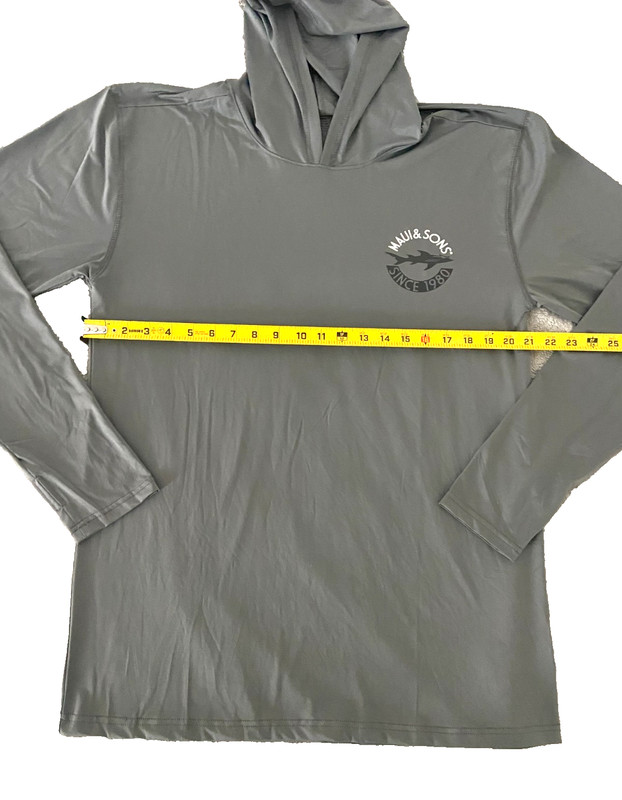 Maui & Sons Solid Gray Pattern Long Sleeve Hooded High Performance Shirt Size L gallery