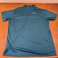 Nike Shirt Mens 2XL Green Henley Short Sleeve Dri Fit Golf