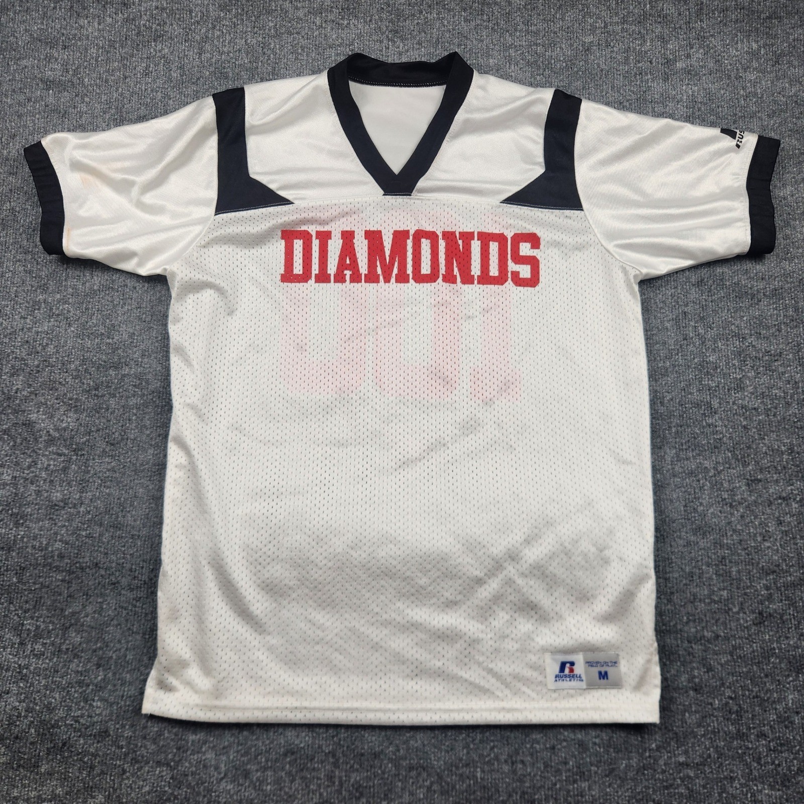 Russell Athletic Diamonds Football Jersey White Mesh Navy Red Mens Medium 100 gallery