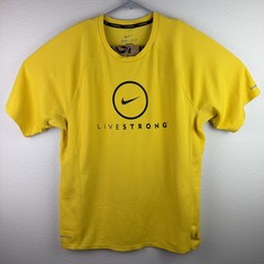 Nike Livestrong Shirt Dri Fit Yellow Logo Men’s Large **Flawed**