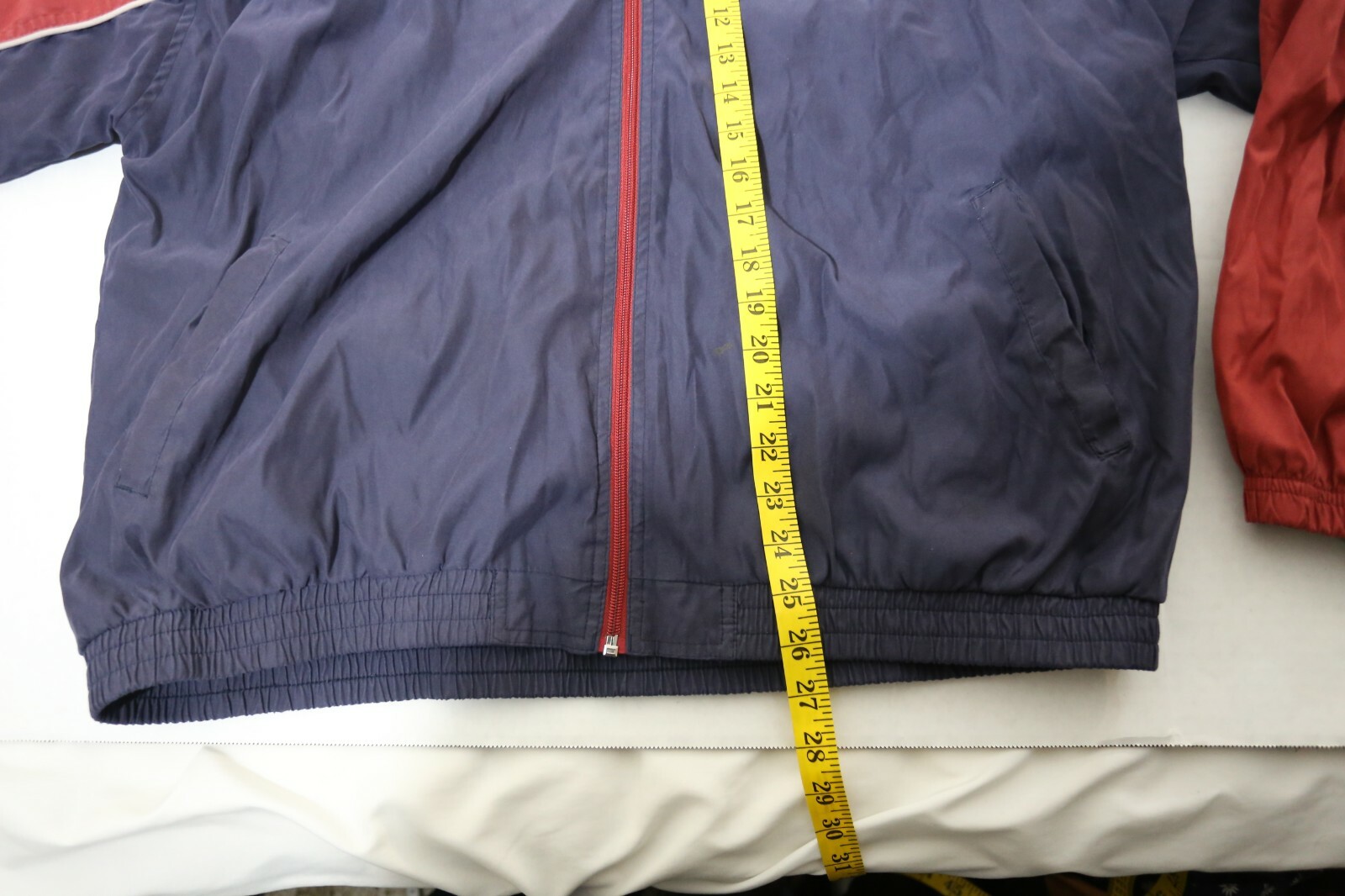 On Line VTG Jacket red blue sz XL olds chool coat zipper stripe sports wear MENS gallery