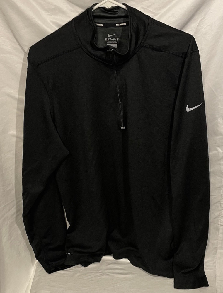 Nike Dri-FIT Running Shirt Mens XL Black 1/4 Zip Long Sleeve Pullover Top