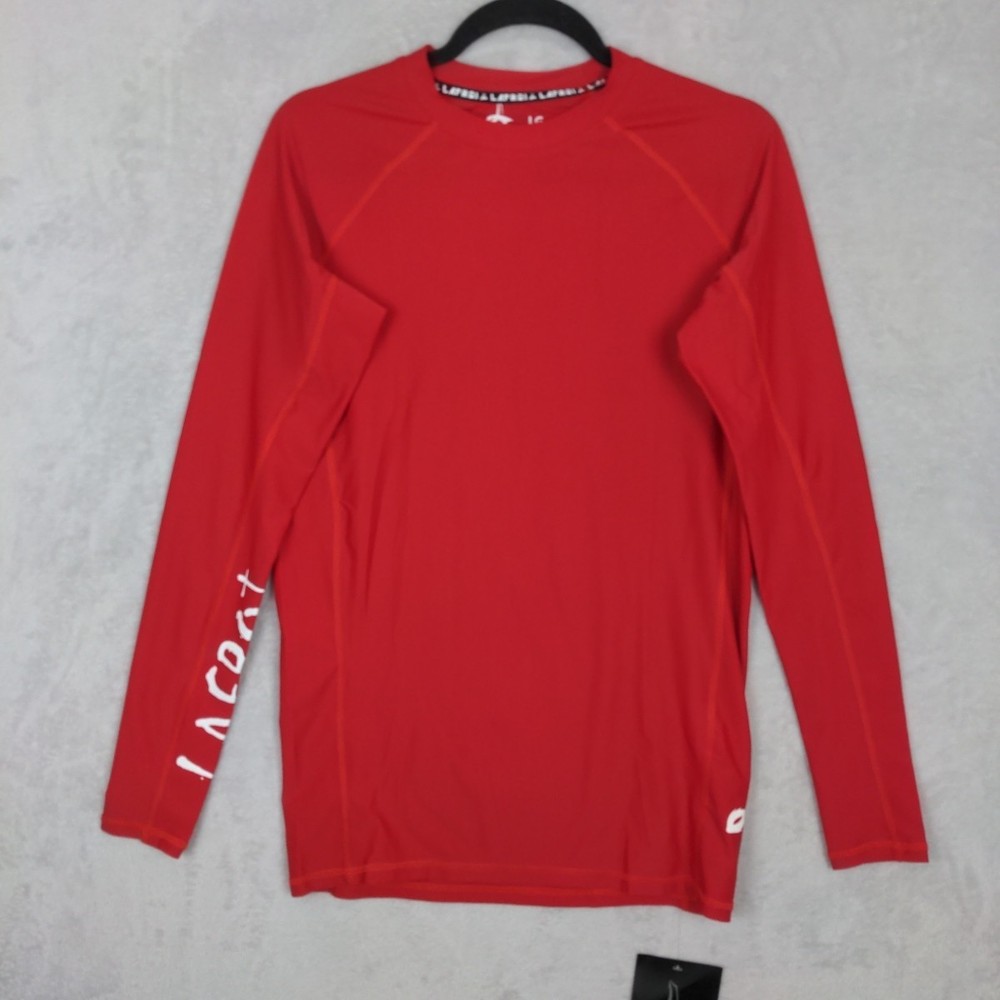 NWT Lafroi Burst Long Sleeve Shirt Men Large Red Fitted Compression Athletic