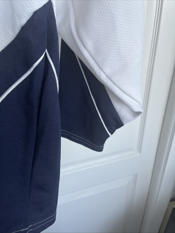 TEAMWORK Hockey Vintage Jersey MENS Sz XL Camiseta Work #1 WHITE NAVY BLUE gallery