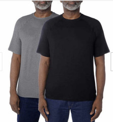 Glacier Mens’ Mesh 2-Pack Performance Stretch Tee Shirt (GRAY/BLACK, SMALL) NWT