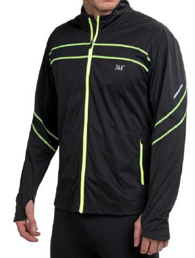 361 Degrees Men's Speed Jacket Reflective Striping Black/Safety Yellow 301520116 gallery