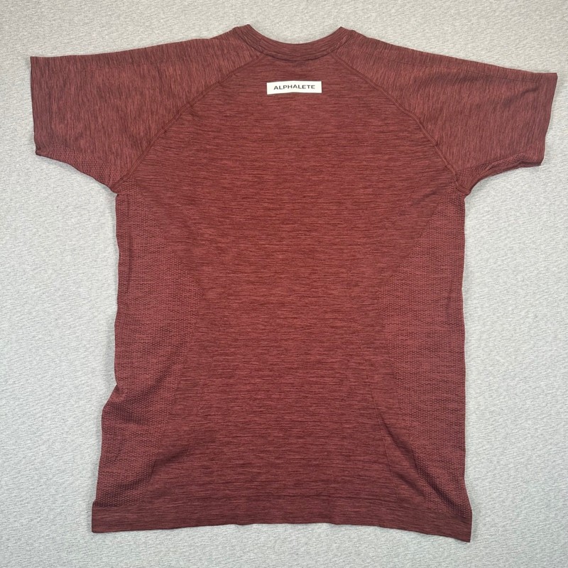 Alphalete Gym Shirt Mens Large Maroon Performance Short Sleeve Training Workout gallery