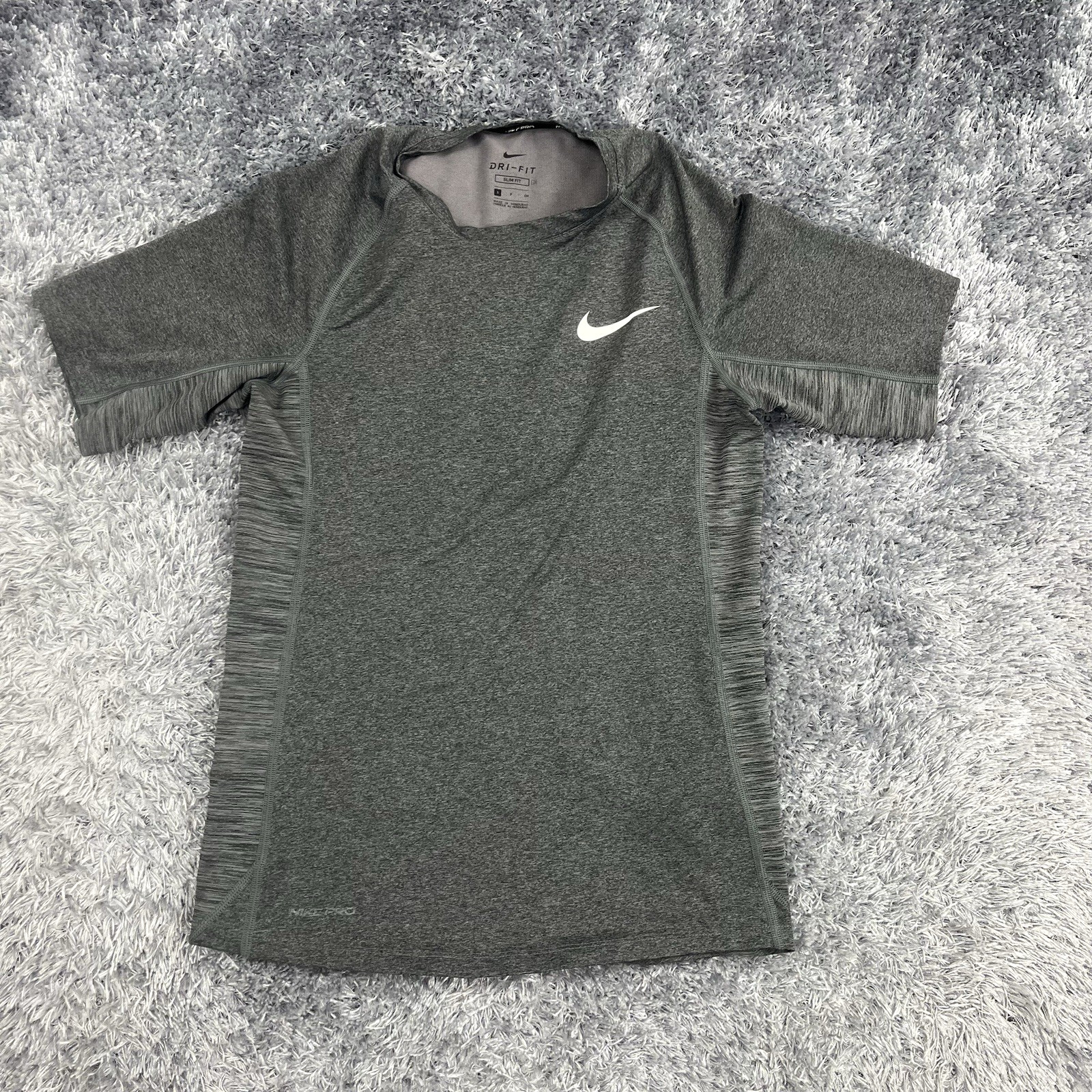 Nike Pro Shirt Adult Small Gray Running Performance Stretch Workout Gym Mens gallery