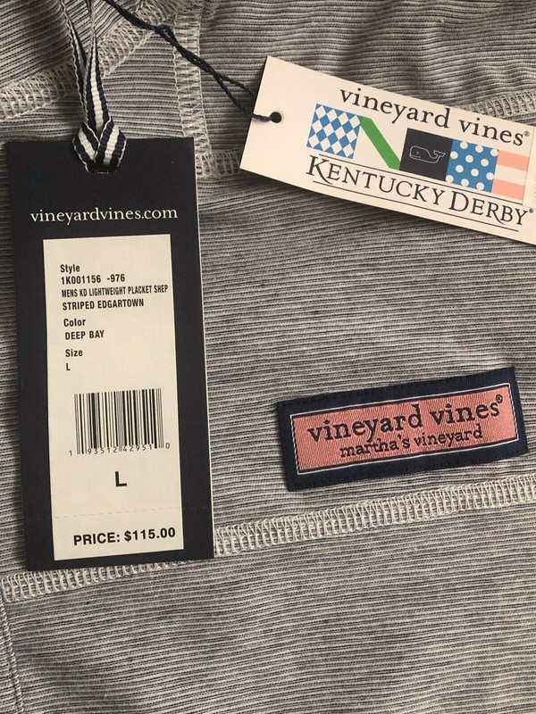 Vineyard Vines Kentucky Derby Pullover Edgartown Shep Shirt NWT Size L Gray gallery