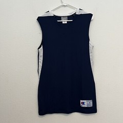 Champion Double Dry Sleeveless Blue Basketball Jersey BB70 Small Spot On Collar