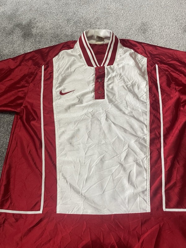 Nike Team Sports Warm Up Shirt Jersey Basketball Red White Vintage 90s Size L XL gallery