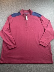 Brooks Brothers Men’s 4XL Quarter Zip Pullover Activewear Top Maroon Navy NWT