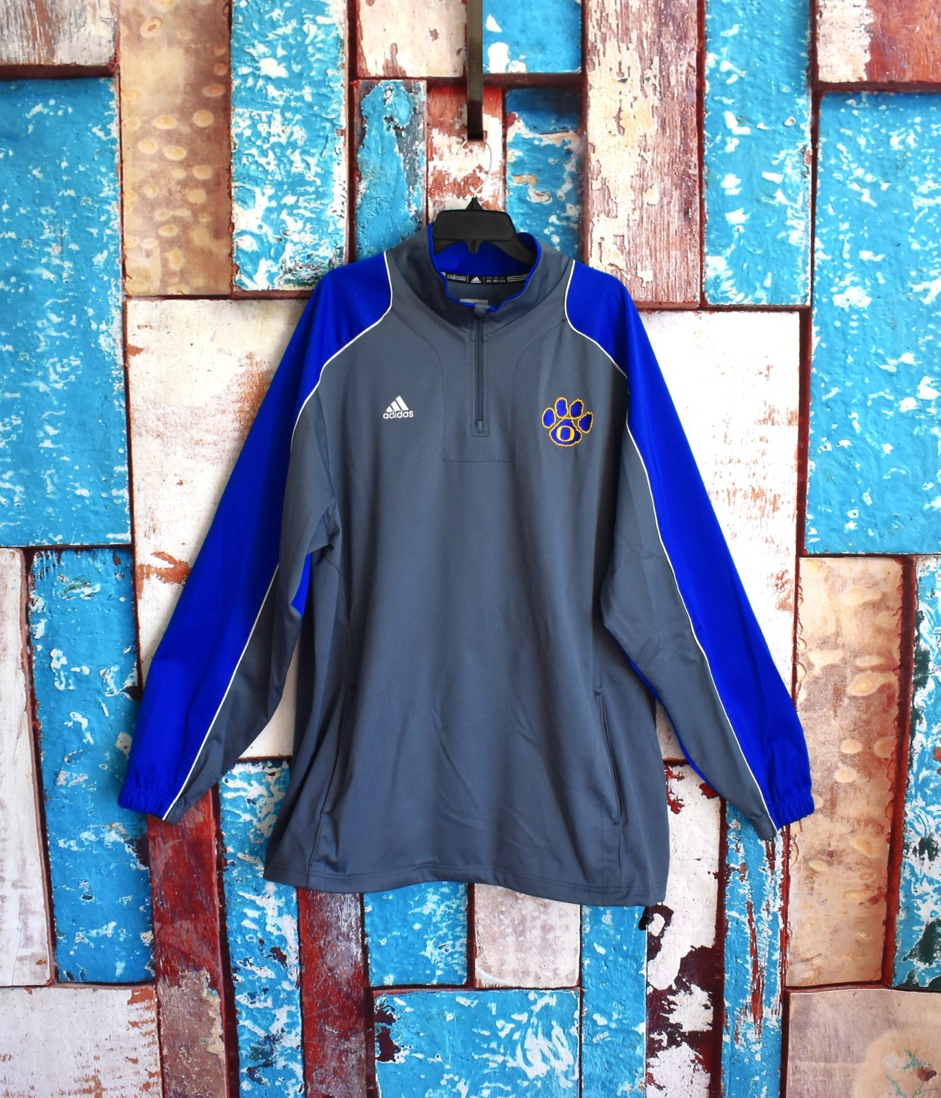 Men's Adidas 1/4 Zip Performance Pullover MLB Baseball 2XLARGE Gray/Blue gallery