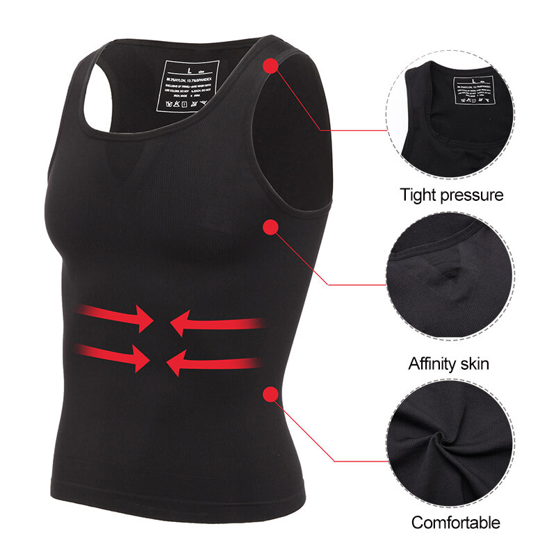 Mens Body Shaper Slimming Shirt Compression Vest Elastic Abs Shapewear Tank Top gallery