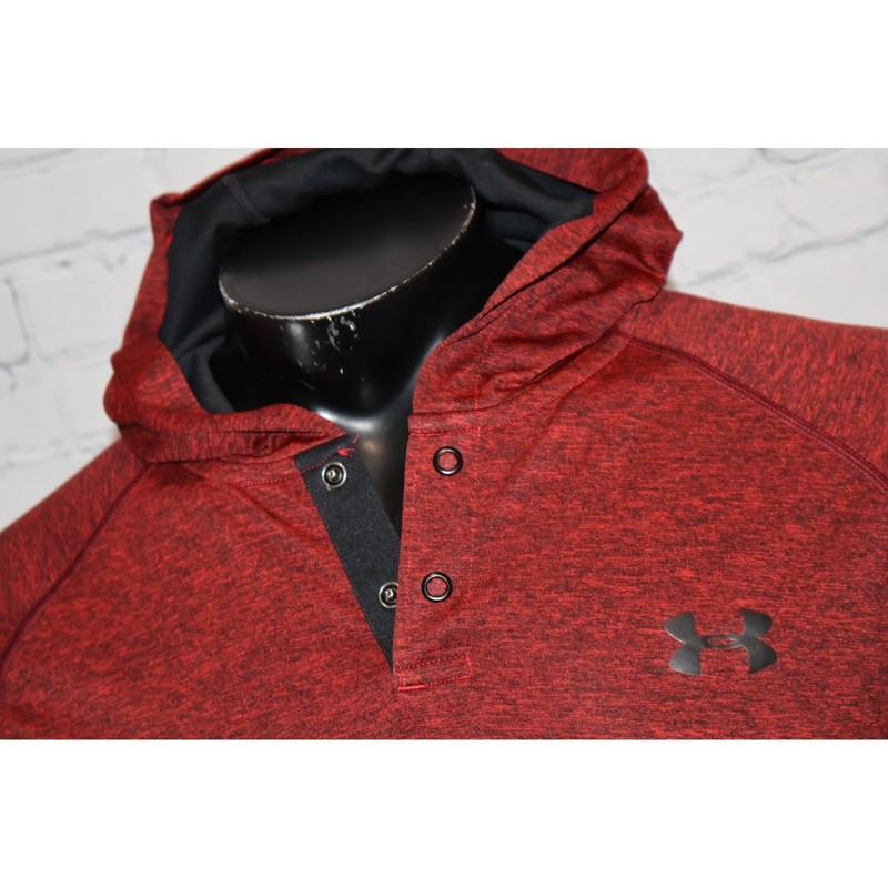 Under Armour Gym Shirt Hoodie Mens Large Red Space Dye Snap Neck Thin Activewear gallery