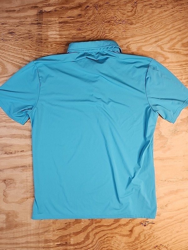 Hreski Aqua Blue Golf Polo Shirt Mens Large Lightweight Polyester Blend gallery