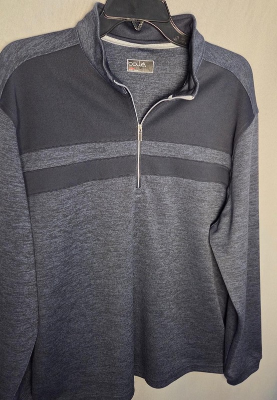 Bolle Men’s Performance Golf Pullover 1/4 Zip Long Sleeves Size L Blue Heather gallery
