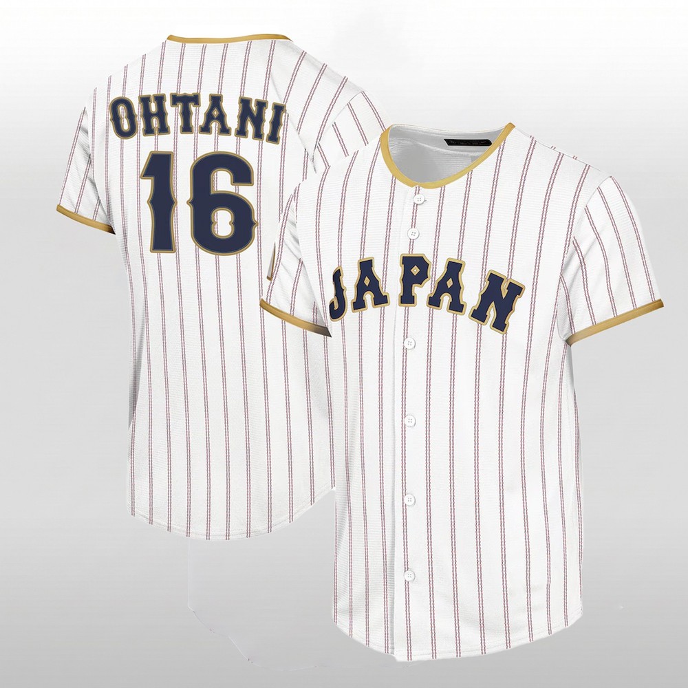 New 2026 Japan Pinstripe Baseball Jersey Sublimated Stitched Look Shirt
