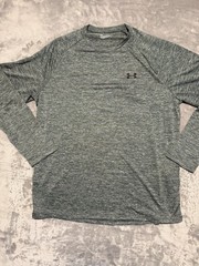 Under Armour Heatgear Long Sleeve Black Grey Blue Loose Fit Sz Large